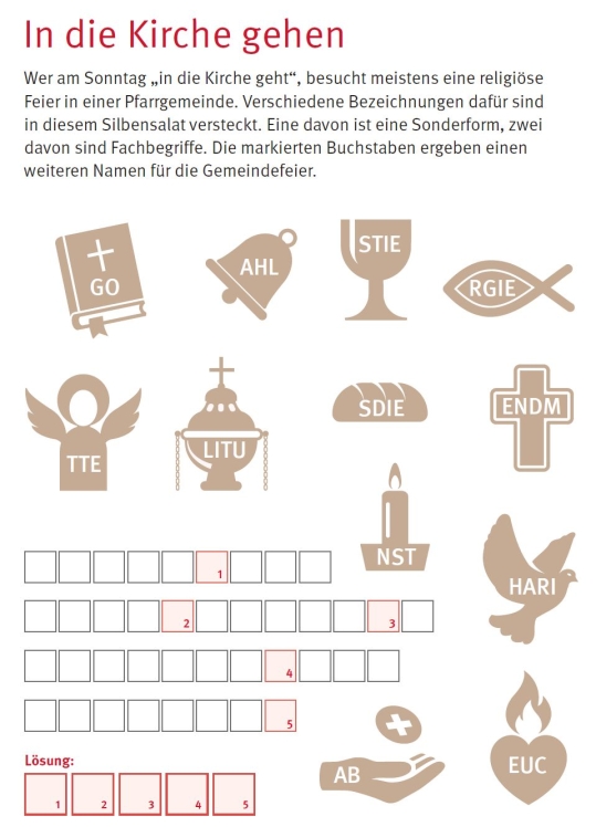 Kreuzwortr&auml;tsel "In die Kirche gehen"