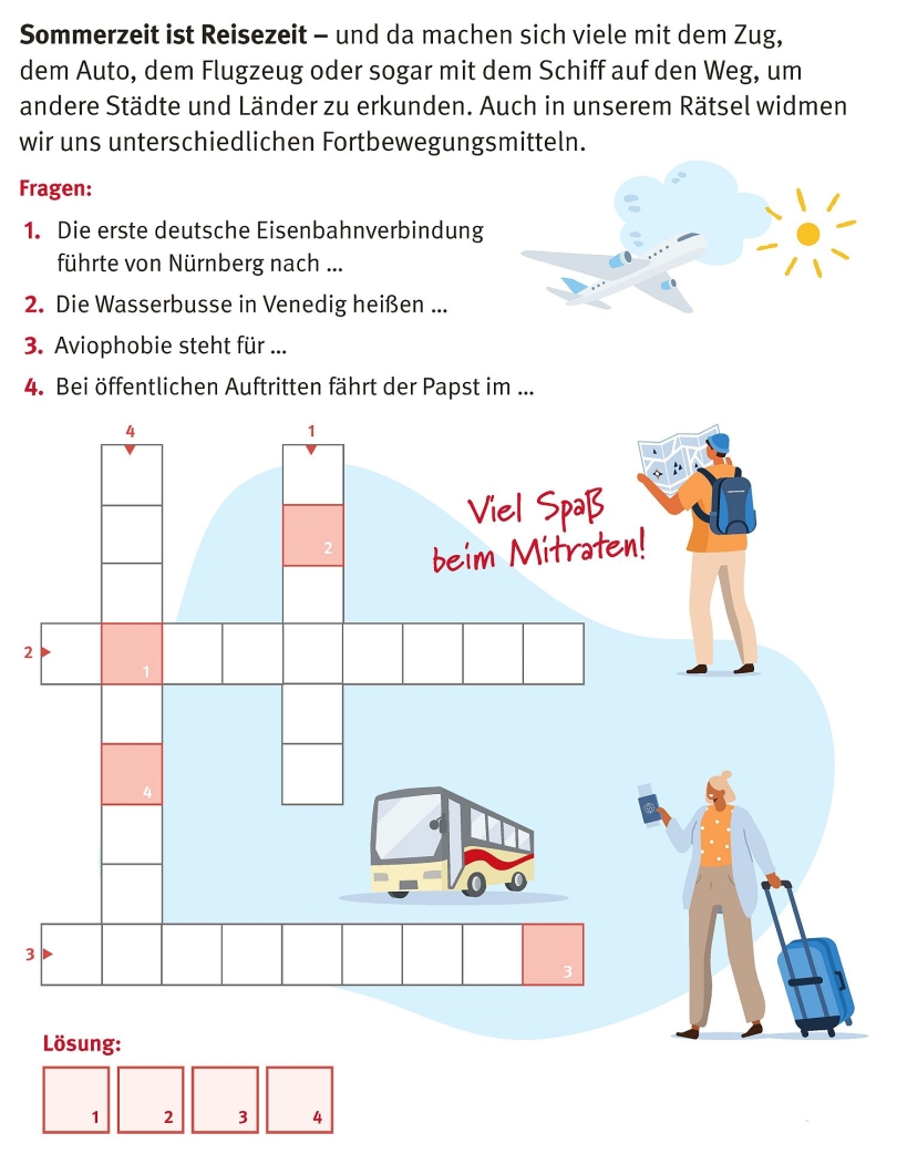 Kreuzworträsel Sommerzeit ist Reisezeit