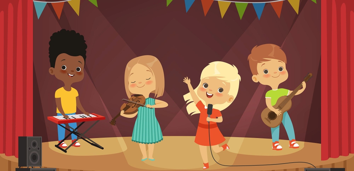 Illustration Kinder machen Musik 