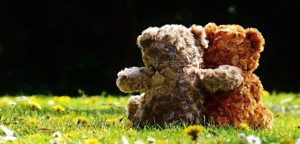 zwei Teddybären umarmen sich