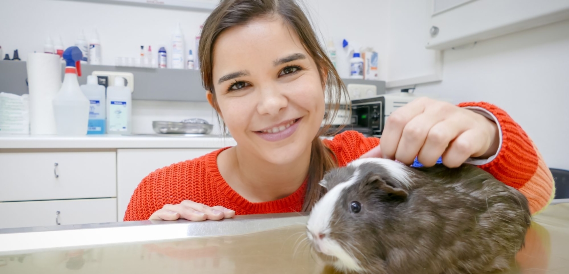 Annika Preil mit Meerschweinchen 