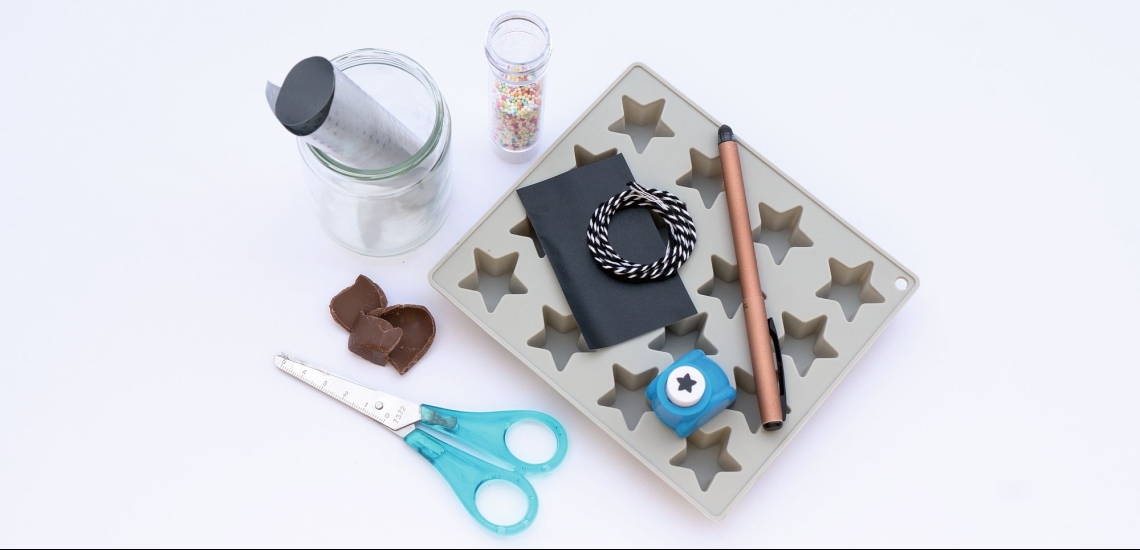 Schokosterne im Glas Material 