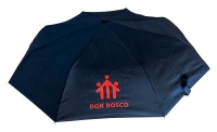Schwarzer Regenschirm mit rotem Don Bosco Logo