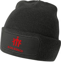 schwarze Mütze mit rotem Don Bosco Logo