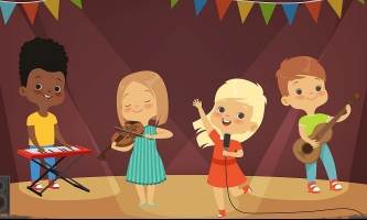 Illustration Kinder machen Musik 