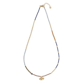 Kette mit bunten Perlen und goldenem Anhänger