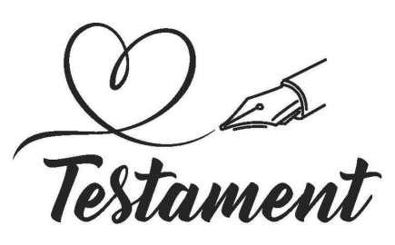 Wort Testament, darüber Grafik Füller, der ein Herz zeichnet